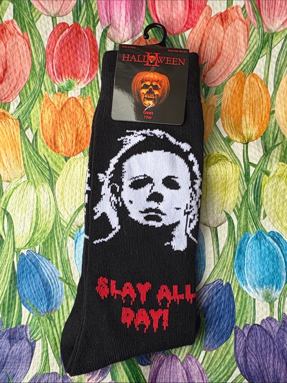 Halloween Michael Myers Crew Socks - Black